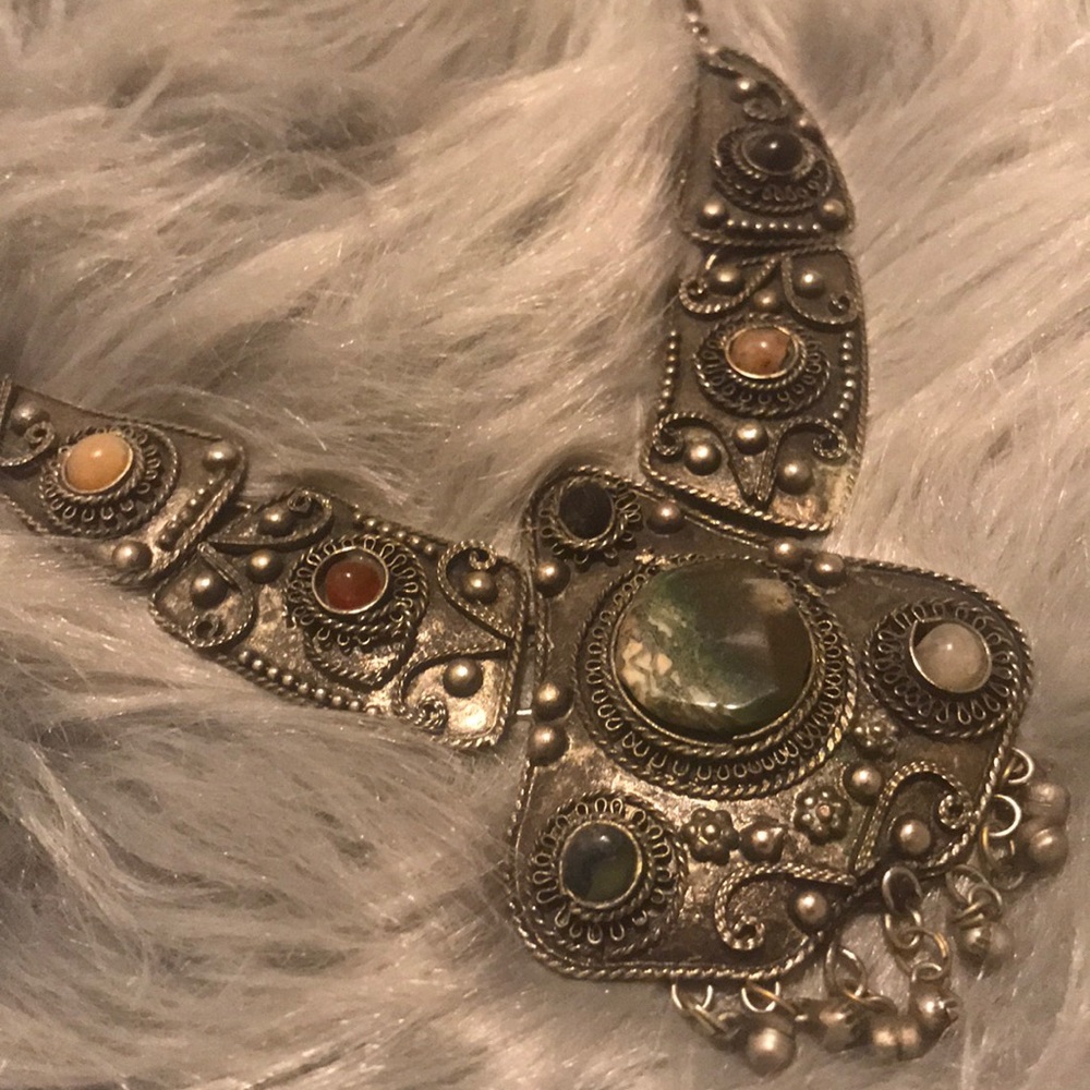 Tribal silver necklace